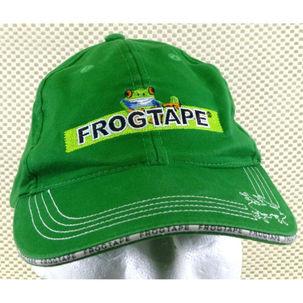 FrogTape Green Baseball Cap Adjustable Strap Embroidered Logo Cotton Hat Ribbit